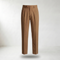 Men’s Tailored Fit Pleated Trousers - Mannequin product view - Brown