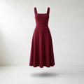 Women’s Dress Midi A-line Square Neck - Burgundy
