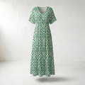 Floral V-Neck Maxi Summer Dress - Product view - Green