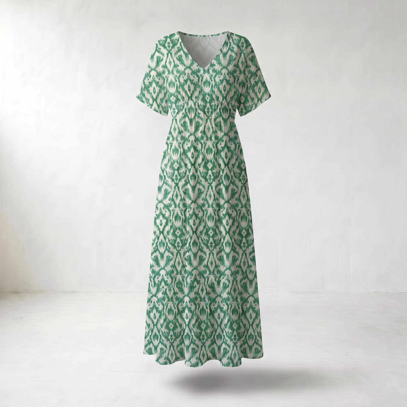 Floral V-Neck Maxi Summer Dress - Product view - Green