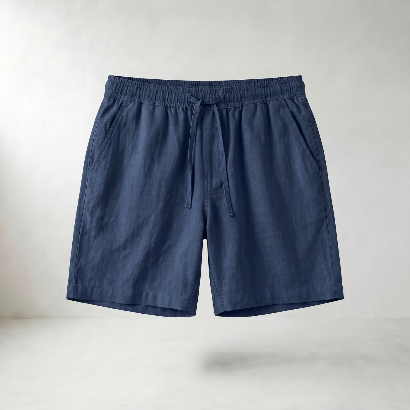 Sundrel Embry Linen Drawstring Shorts - Navy Blue