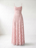 Rosalina Lace Cowl Neck Maxi Dress - Pink mannequin