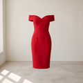 Women’s Dress Off-Shoulder Figure-Closing Design - Red