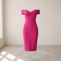 Women’s Dress Off-Shoulder Figure-Closing Design - Hot Pink