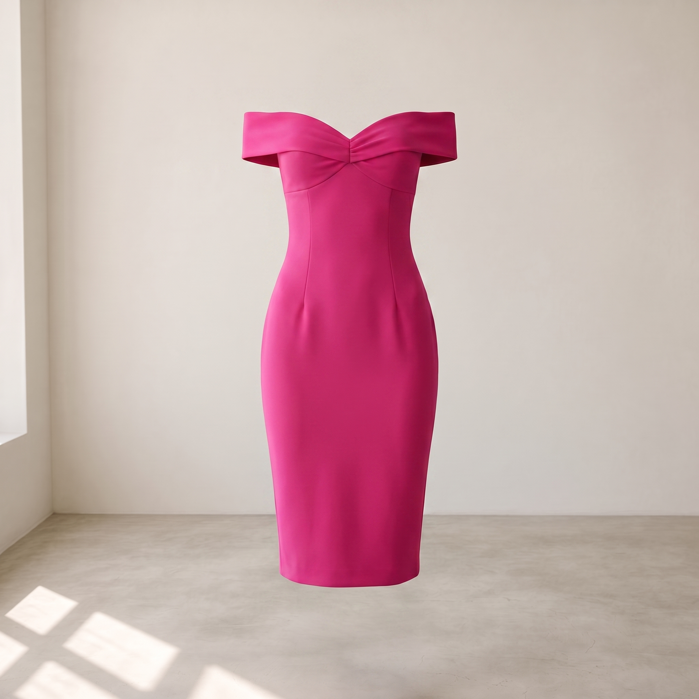 Women’s Dress Off-Shoulder Figure-Closing Design - Hot Pink
