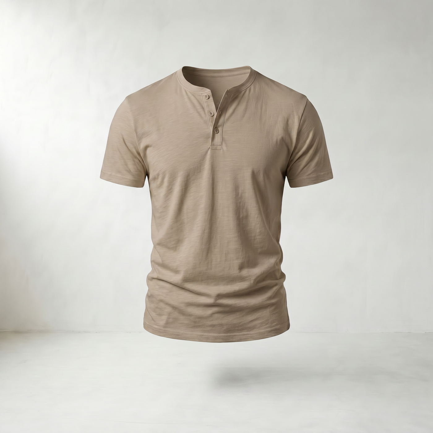 Sundrel Martin Short-Sleeve Henley Shirt - Beige
