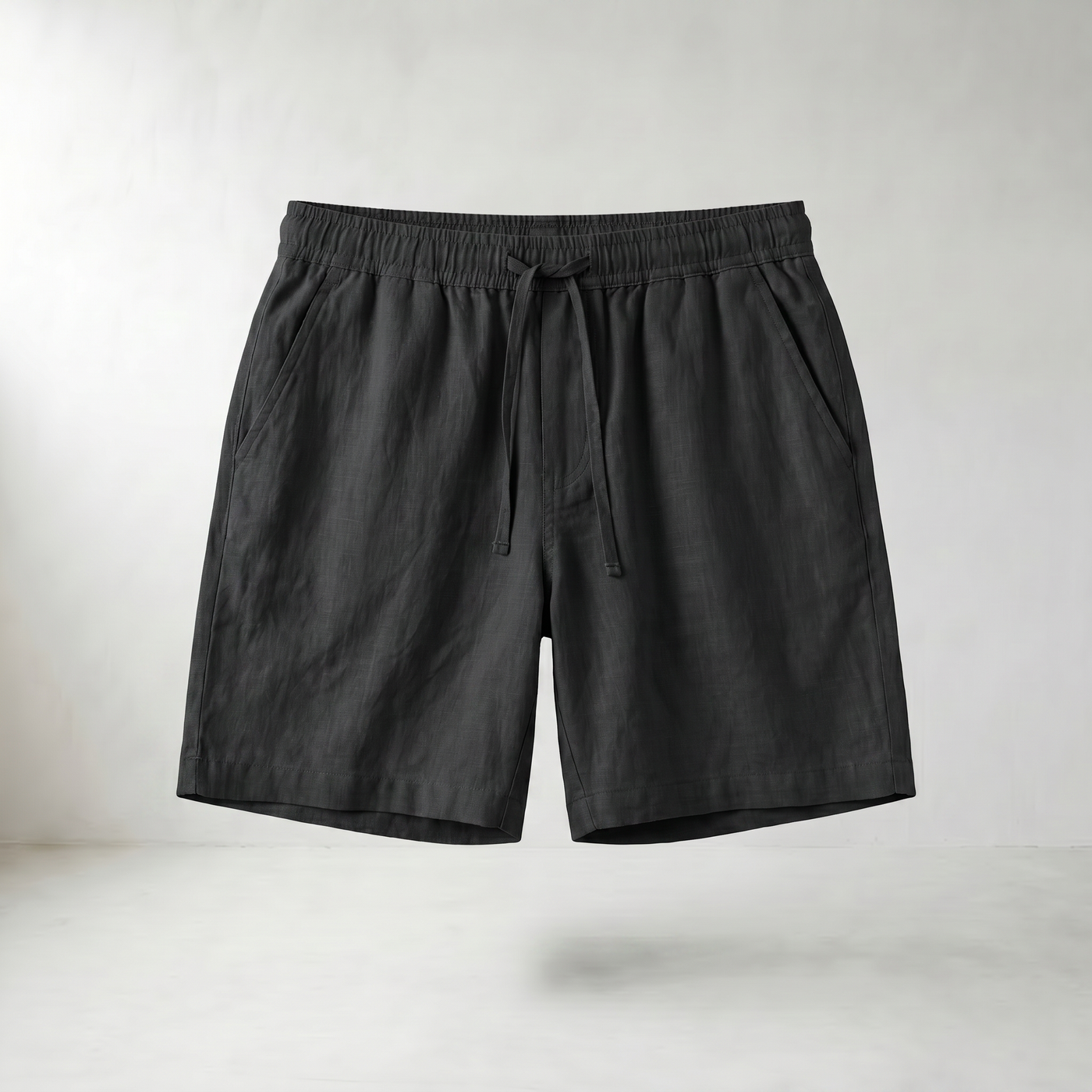 Sundrel Embry Linen Drawstring Shorts - Black