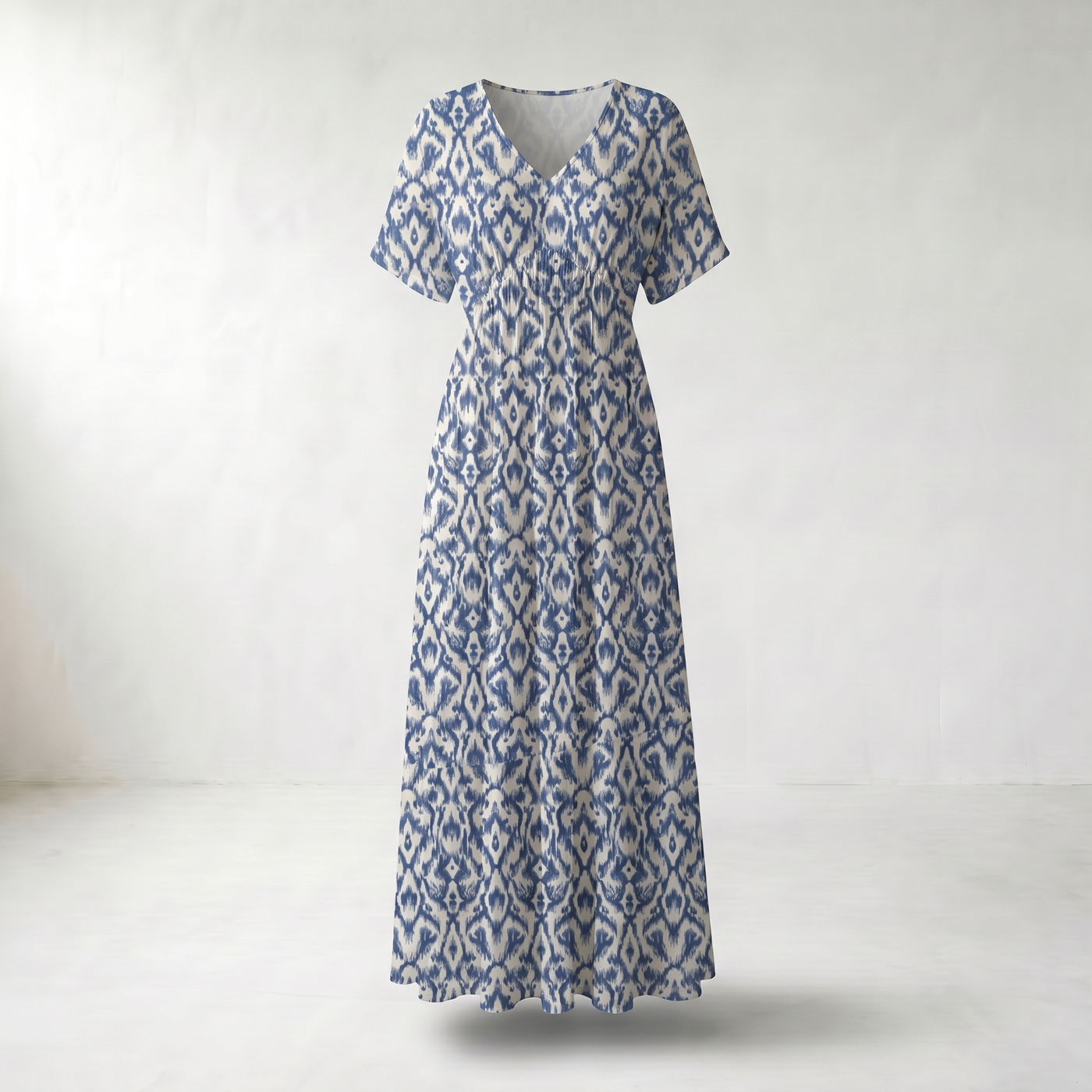 Floral V-Neck Maxi Summer Dress - Product view - Blue