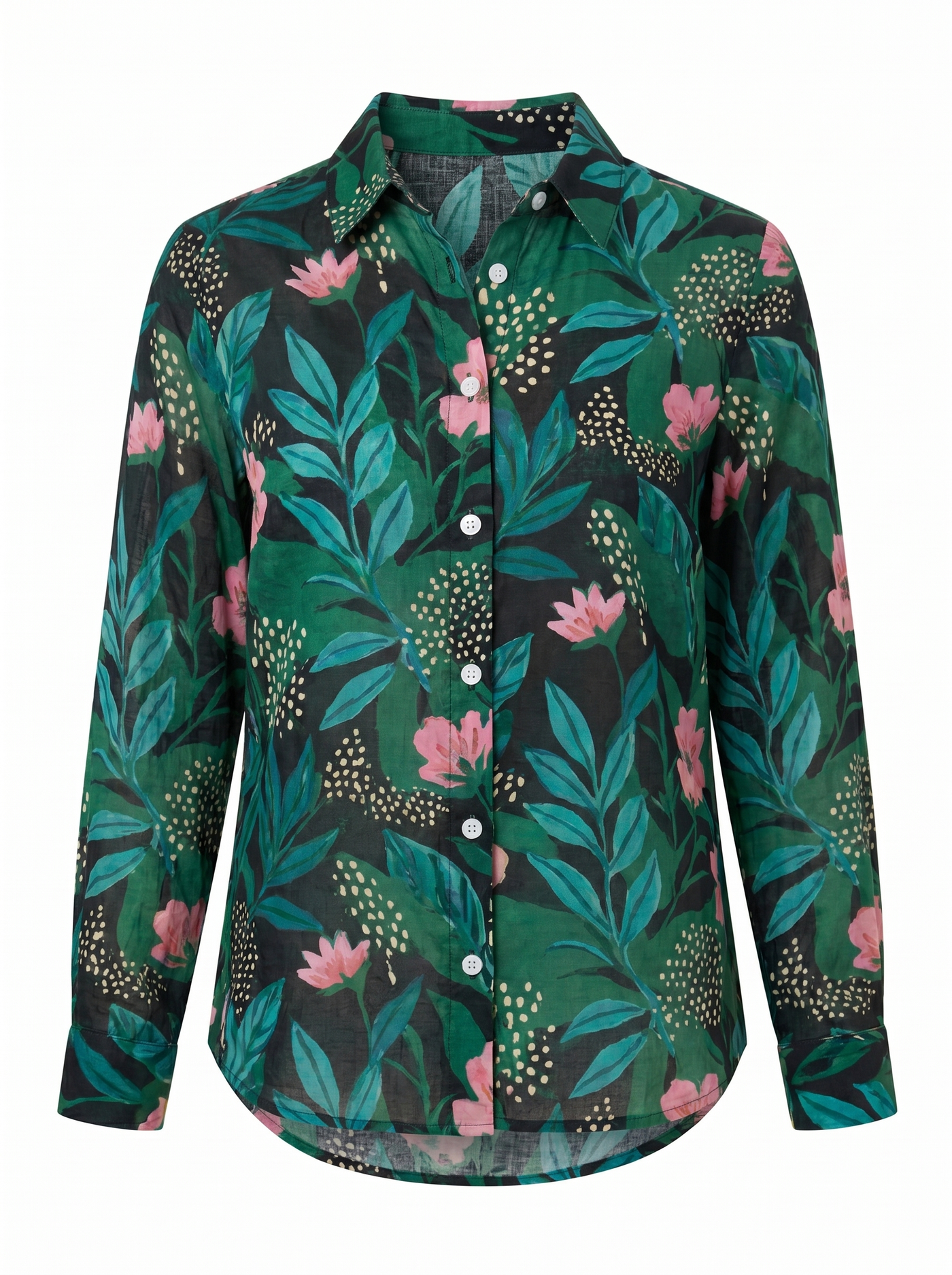Terri Printed Button-Up Blouse - Green mannequin