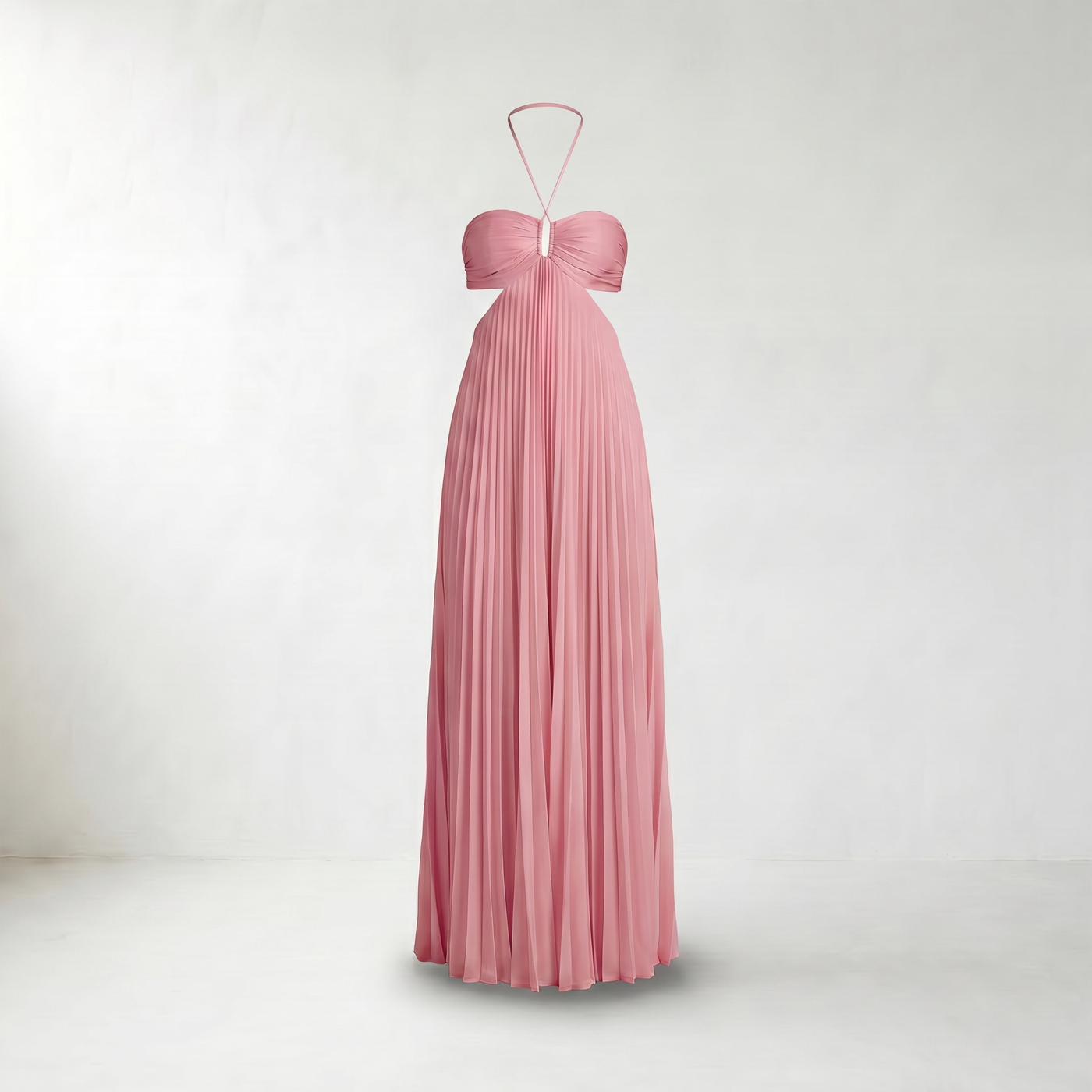 Pleated Halter Maxi Dress - Mannequin product view - Pink