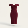 Women’s Dress Off-Shoulder Figure-Closing Design - Dark Red