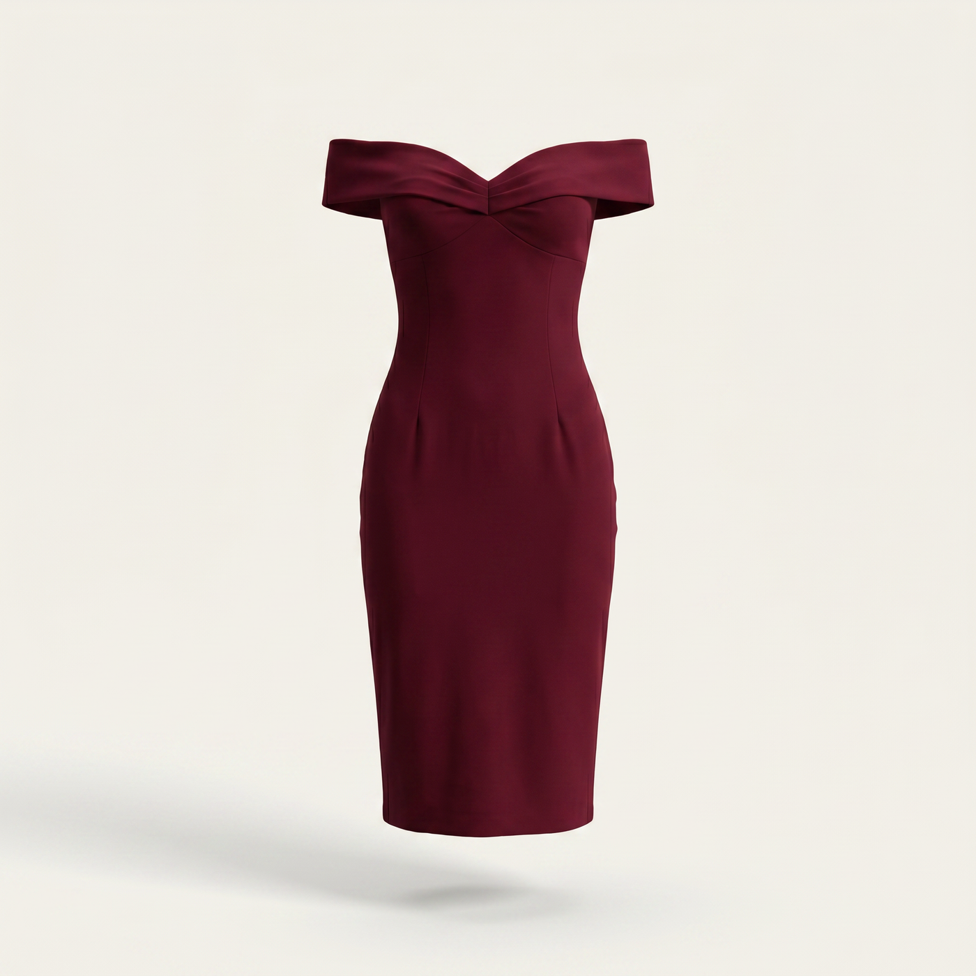 Women’s Dress Off-Shoulder Figure-Closing Design - Dark Red