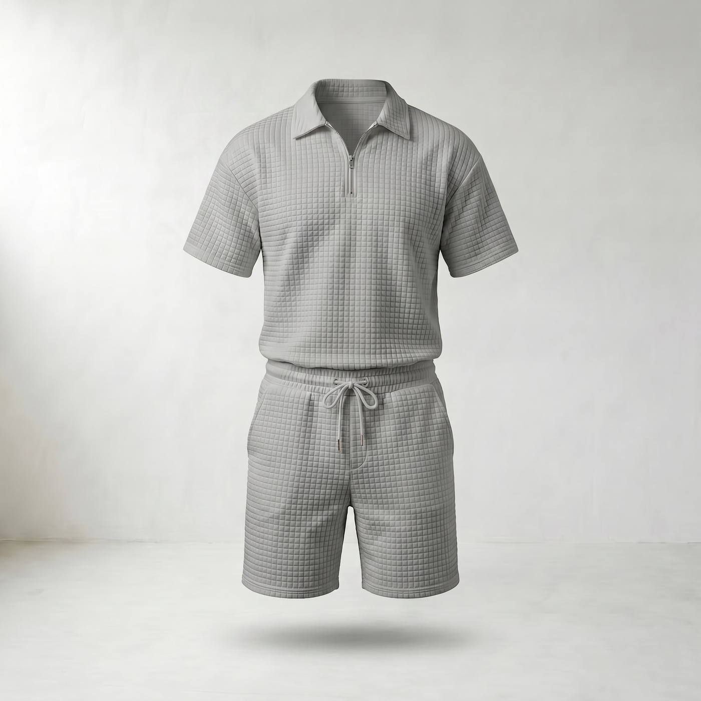 Sundrel Gerald Half-Zip Polo Shorts Set - Gray