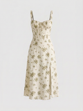 Valentina Floral Corsage Slit Midi Dress - Green mannequin