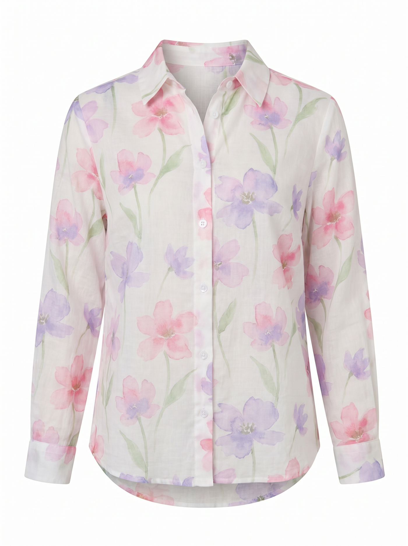 Terri Printed Button-Up Blouse - White mannequin