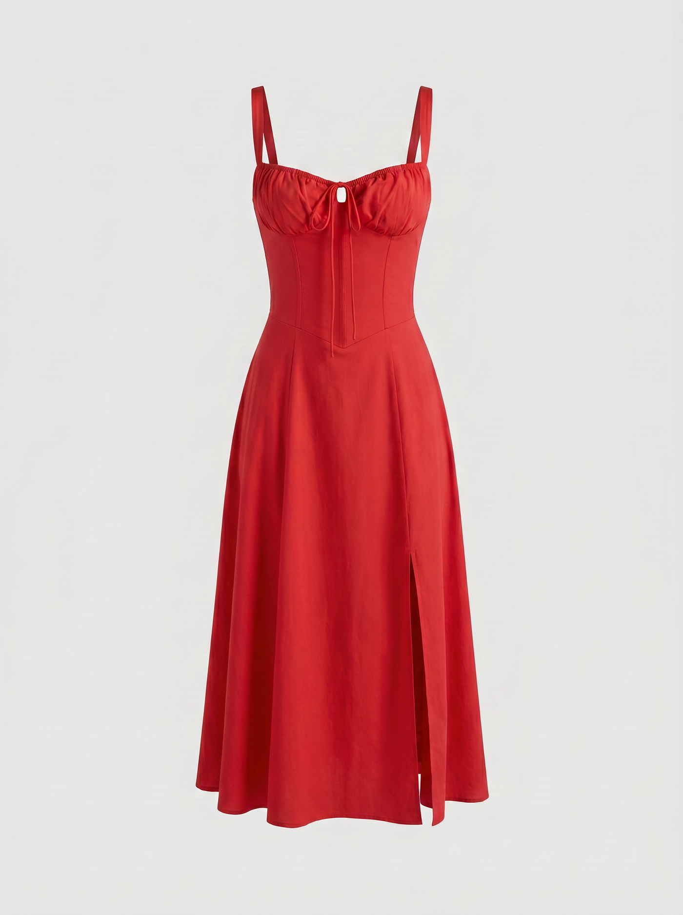 Valentina Floral Corsage Slit Midi Dress - Red mannequin