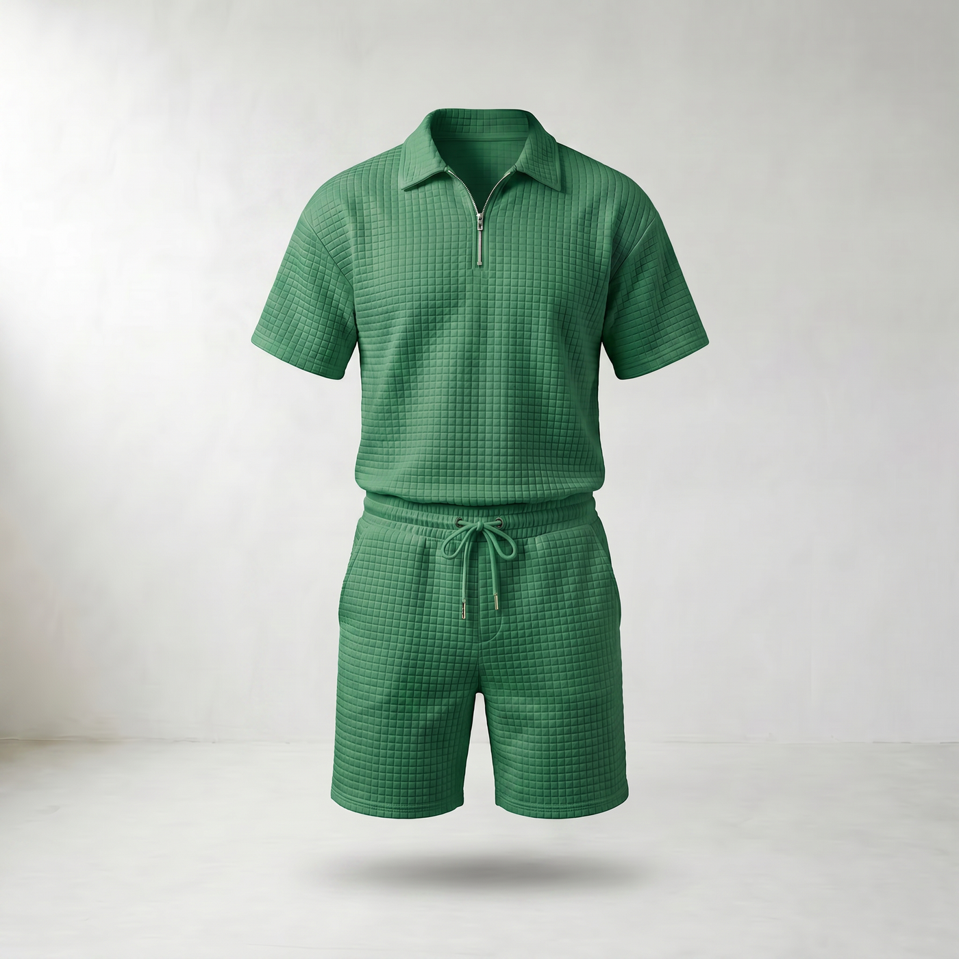 Sundrel Gerald Half-Zip Polo Shorts Set - Green