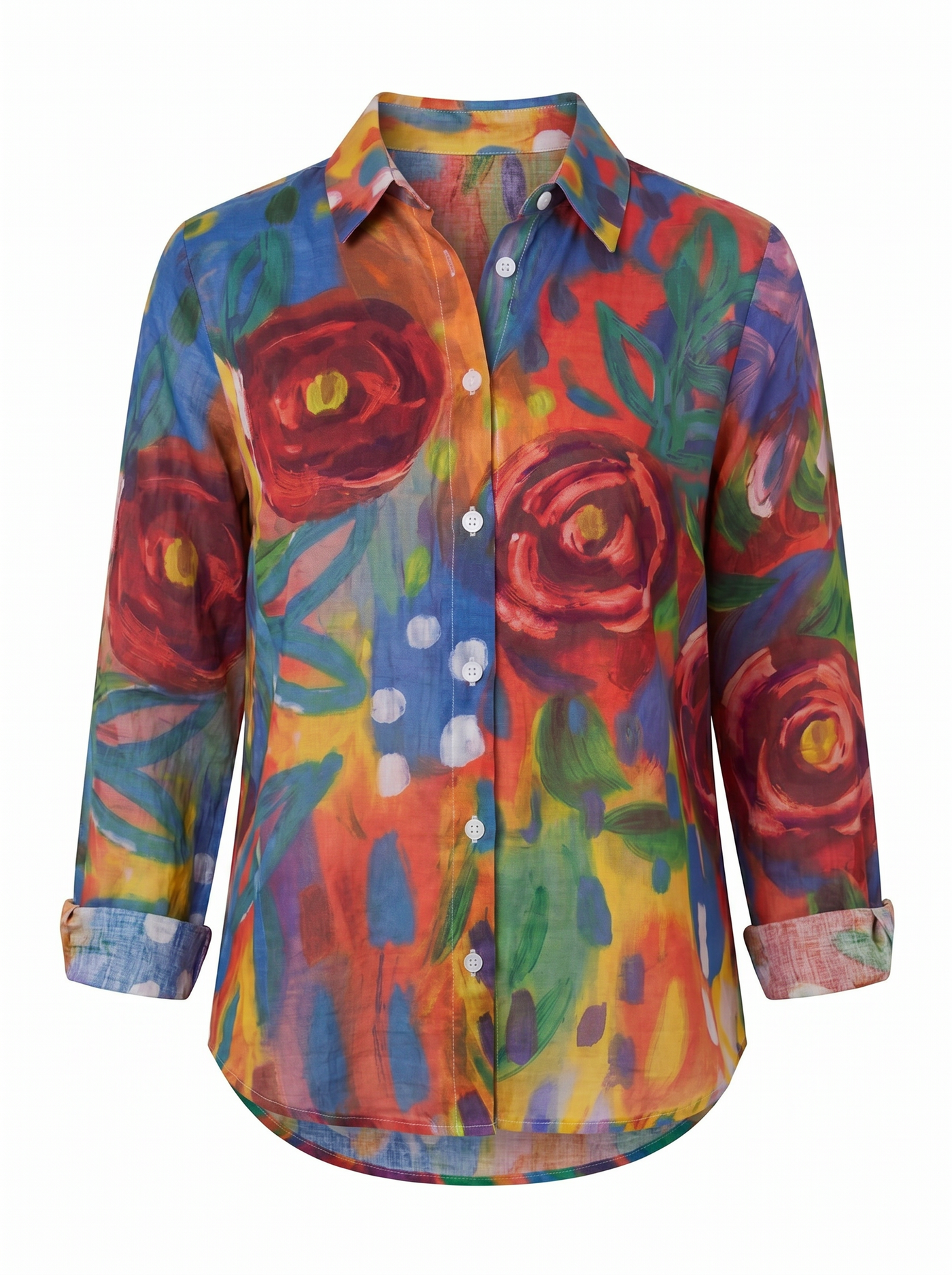 Terri Printed Button-Up Blouse - Mix 2 mannequin