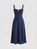 Valentina Floral Corsage Slit Midi Dress - Navy mannequin