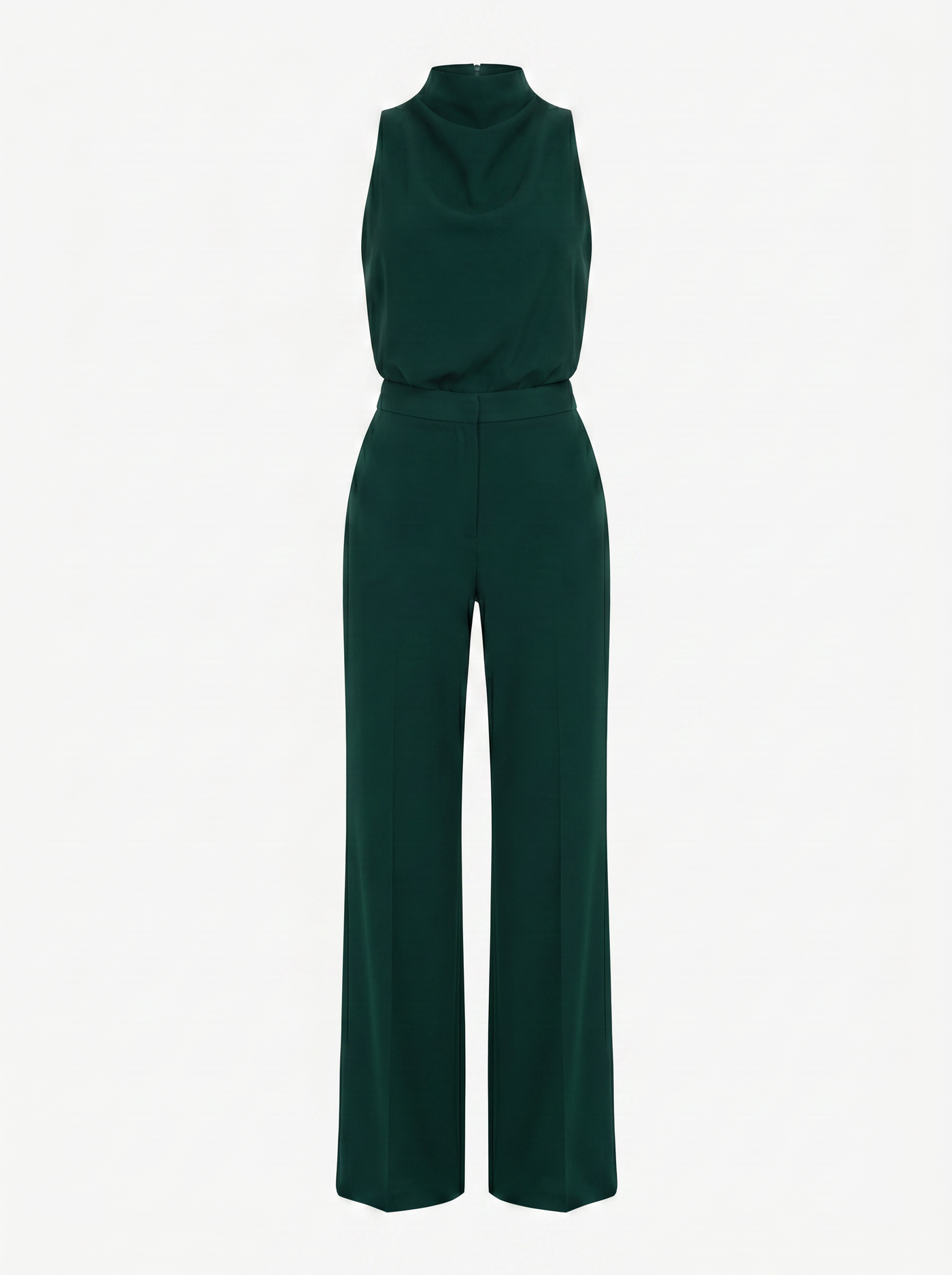 Saphirelle High Neck Wide-Leg Jumpsuit - Dark Green mannequin