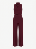 Saphirelle High Neck Wide-Leg Jumpsuit - Wine Red mannequin