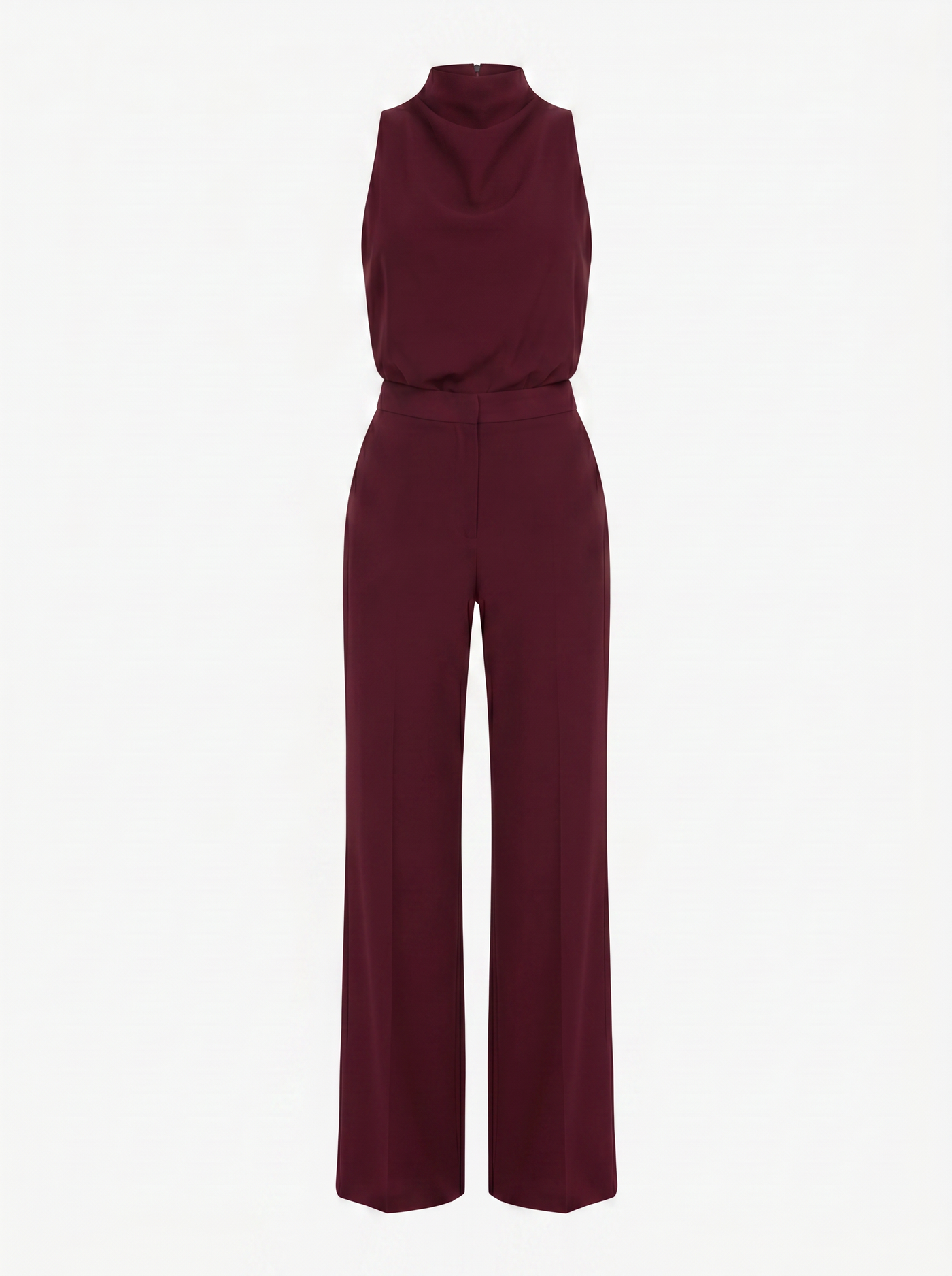 Saphirelle High Neck Wide-Leg Jumpsuit - Wine Red mannequin