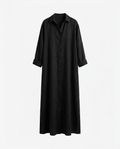Agnes Linen Long Shirt Dress - Black mannequin product-only image