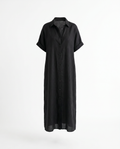 Gemma Linen Long Shirt Sundress - Black mannequin product-only image