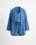Claudia Linen 3 Piece Co-ord Set - Blue mannequin product-only image