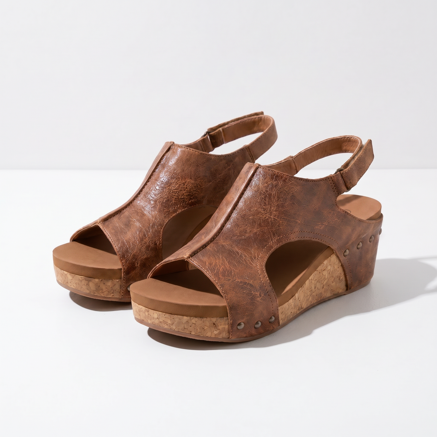 Adela | Comfortable Flat Sandals - Brown mannequin product-only image