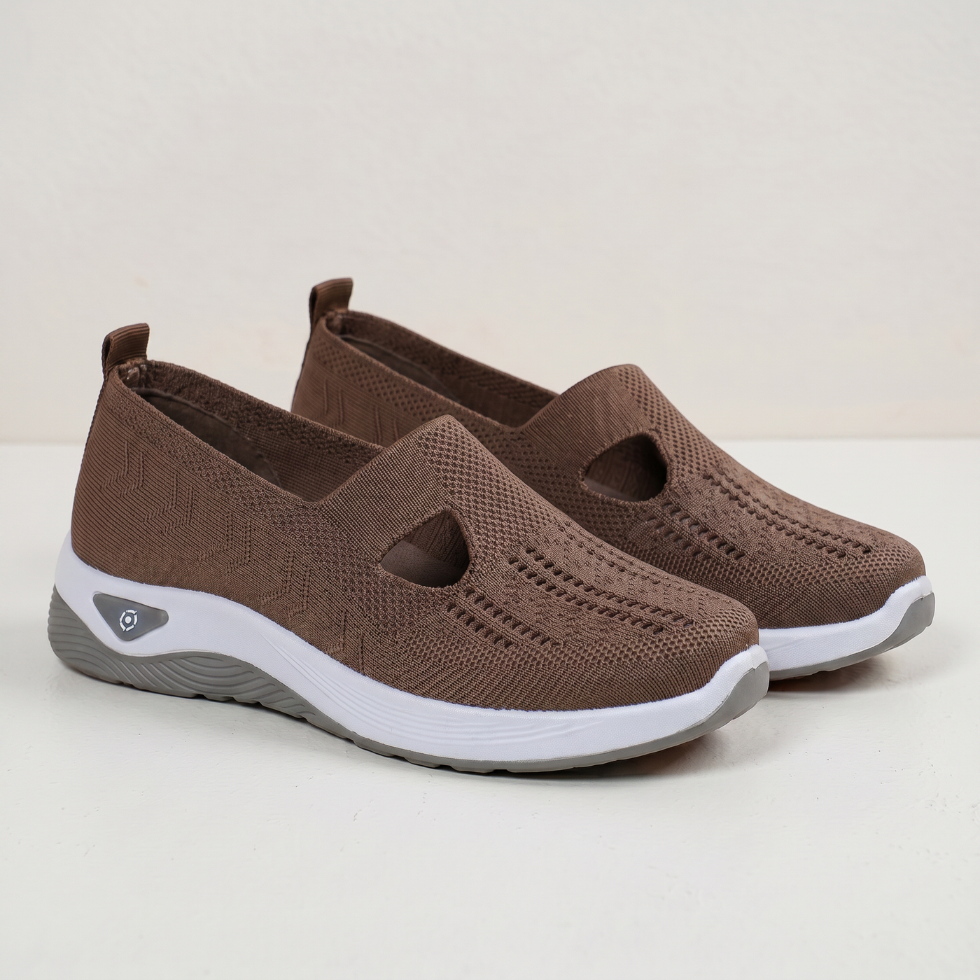 Non-Slip Shoes for Elderly Women Designed for Stability Soft - Coffee mannequin product-only image
