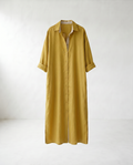 Amaris Linen Long Shirt Dress - Earthy Yellow mannequin product-only image