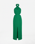 Adele Bohemian Halter Linen Dress - Green mannequin product-only image