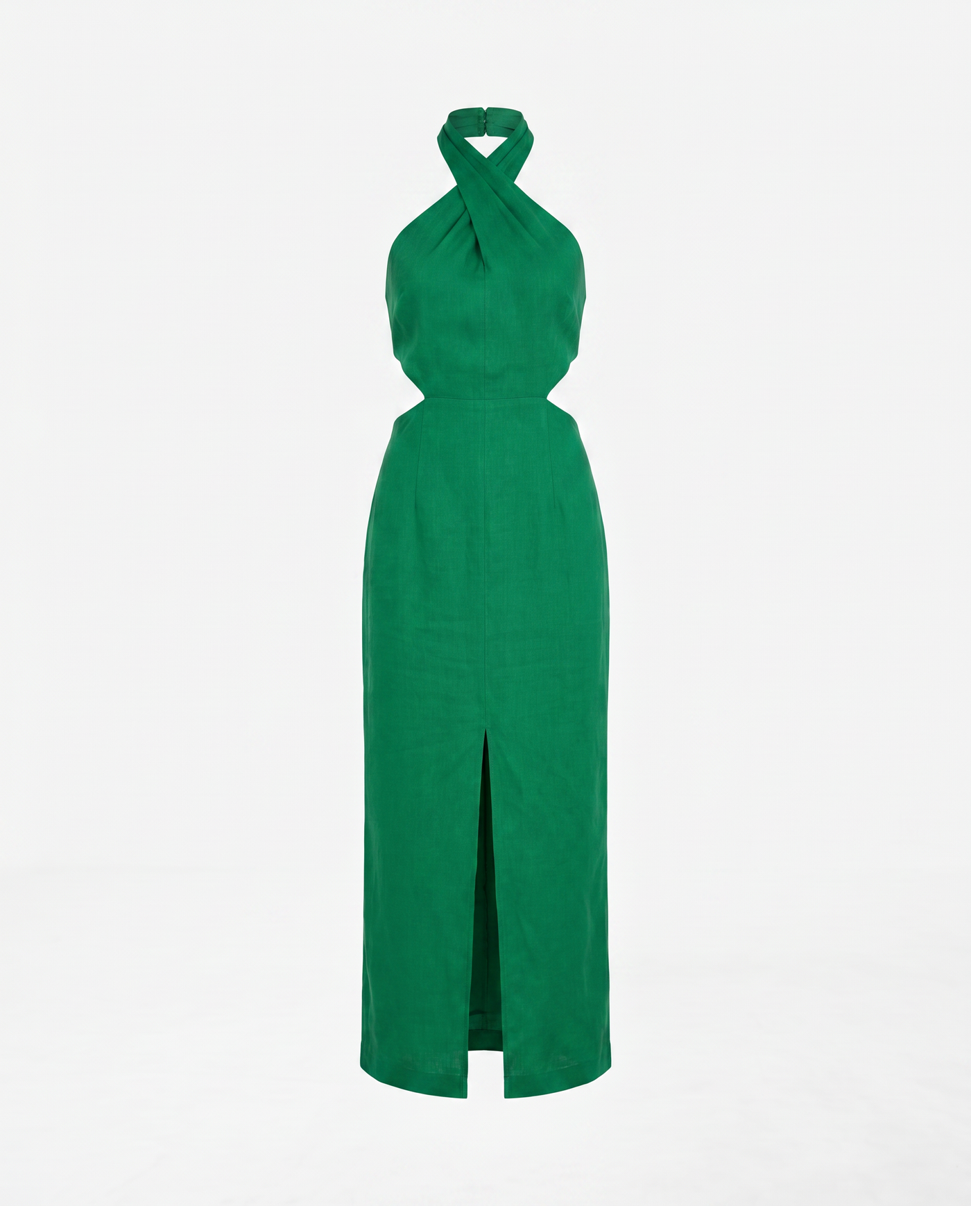 Adele Bohemian Halter Linen Dress - Green mannequin product-only image