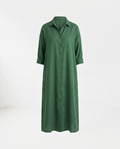 Amaris Linen Long Shirt Dress - Green mannequin product-only image