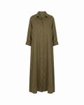 Agnes Linen Long Shirt Dress - Khaki mannequin product-only image