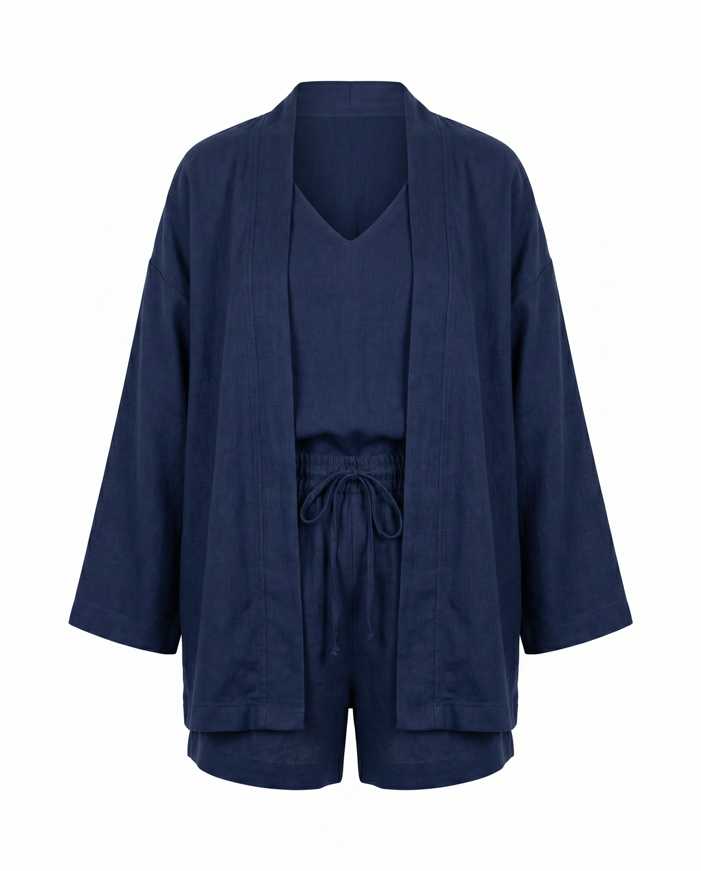 Claudia Linen 3 Piece Co-ord Set - Navy Blue mannequin product-only image