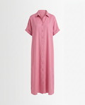 Gemma Linen Long Shirt Sundress - Pink mannequin product-only image