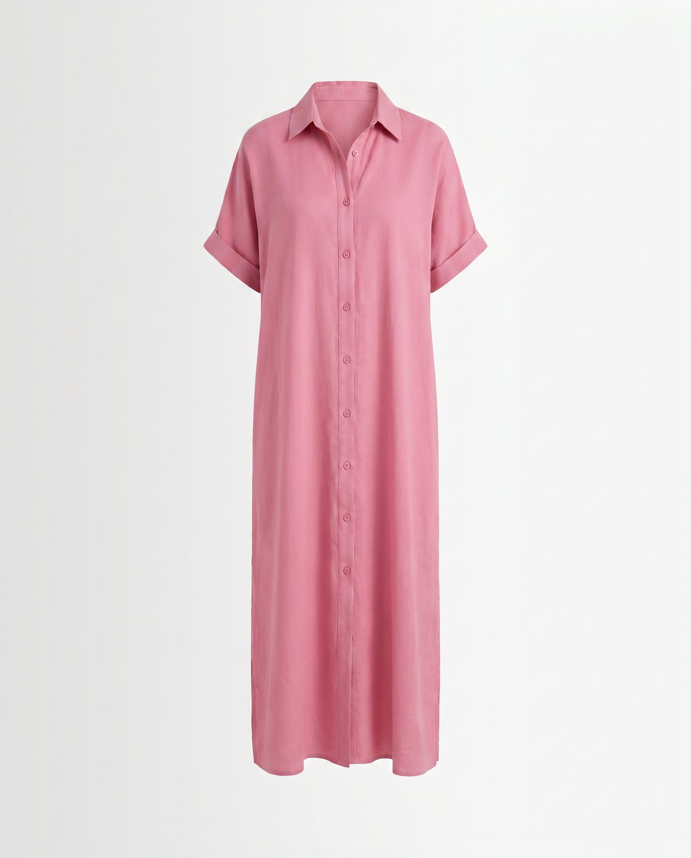 Gemma Linen Long Shirt Sundress - Pink mannequin product-only image