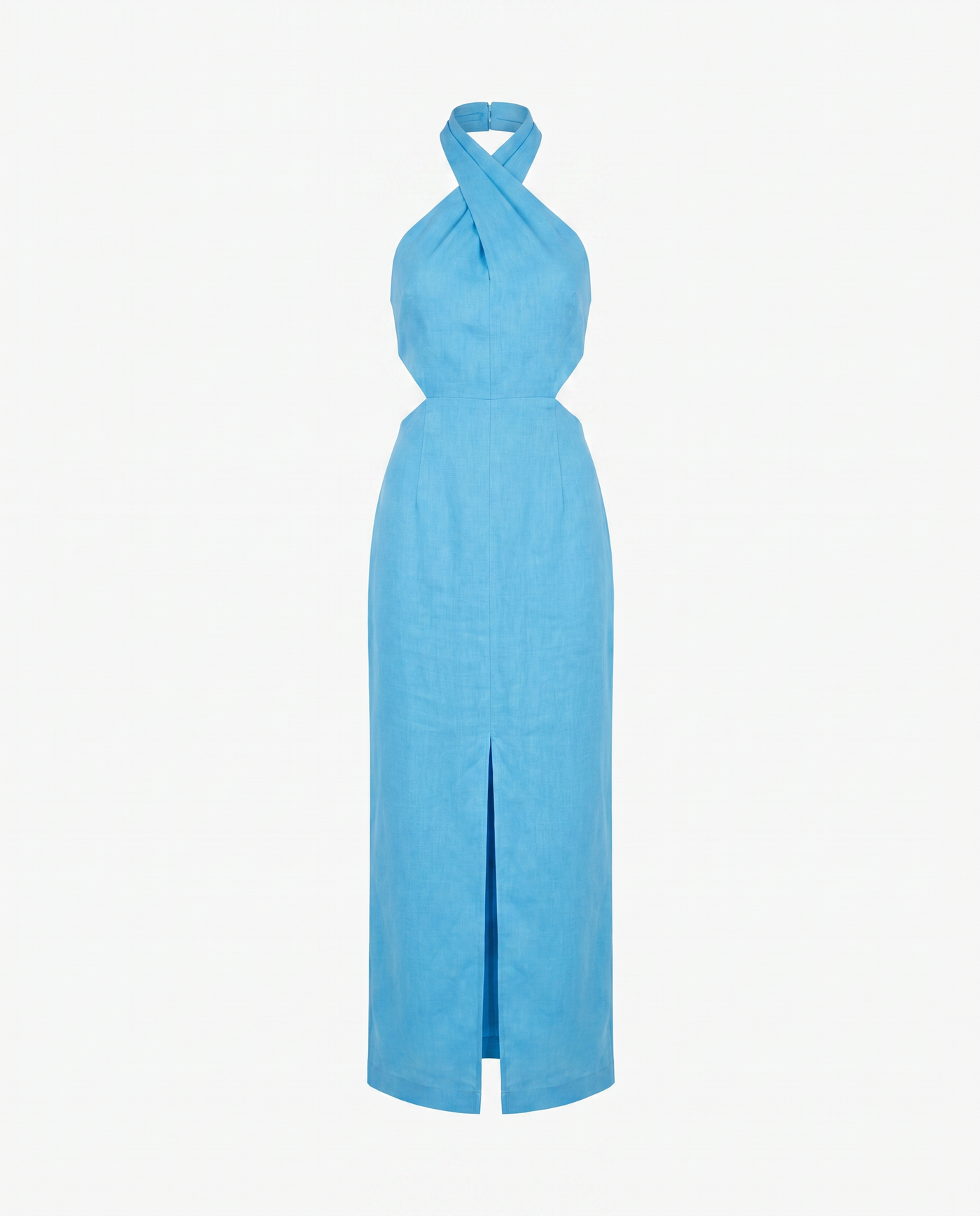 Adele Bohemian Halter Linen Dress - Sky Blue mannequin product-only image