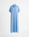 Gemma Linen Long Shirt Sundress - Sky Blue mannequin product-only image