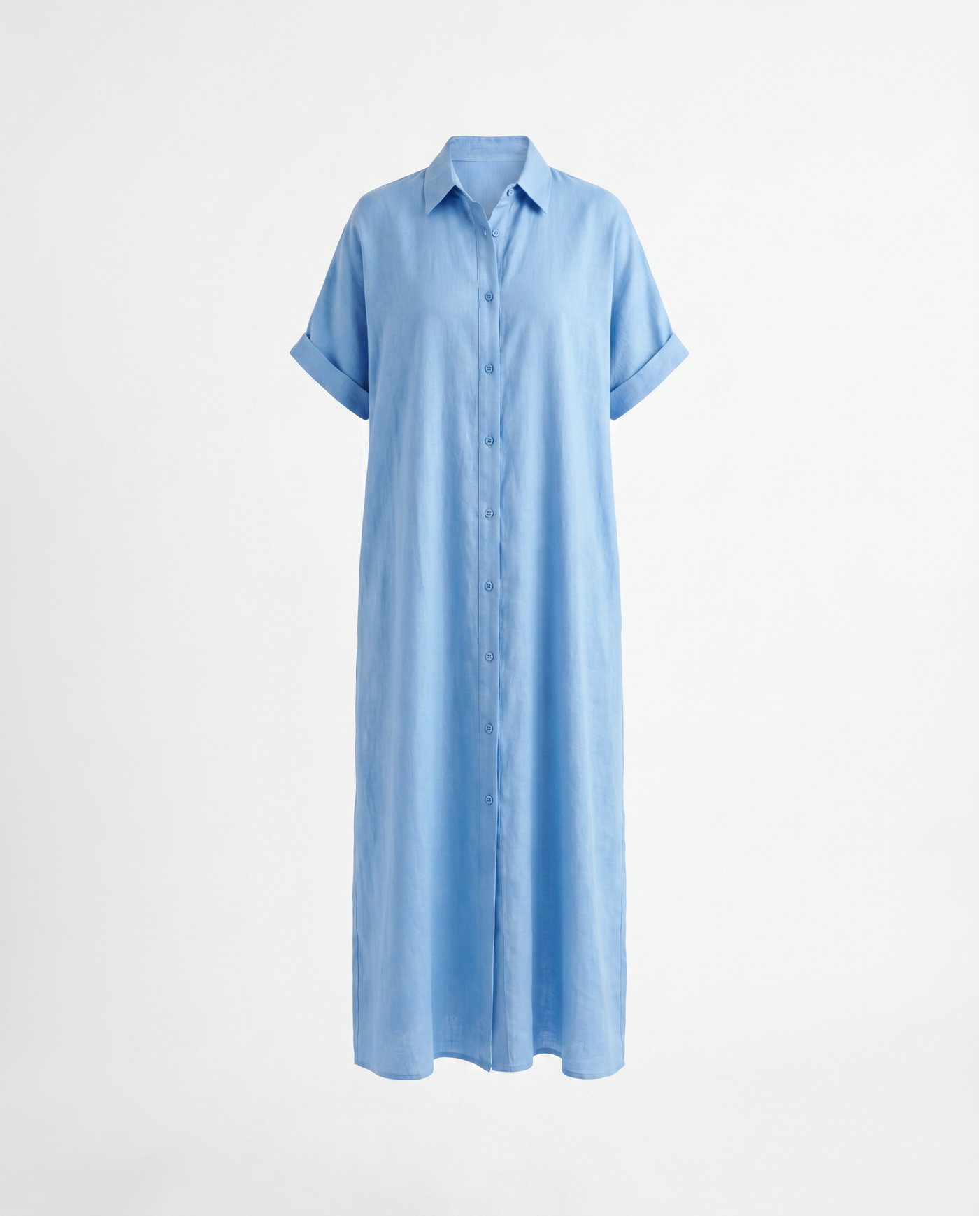 Gemma Linen Long Shirt Sundress - Sky Blue mannequin product-only image