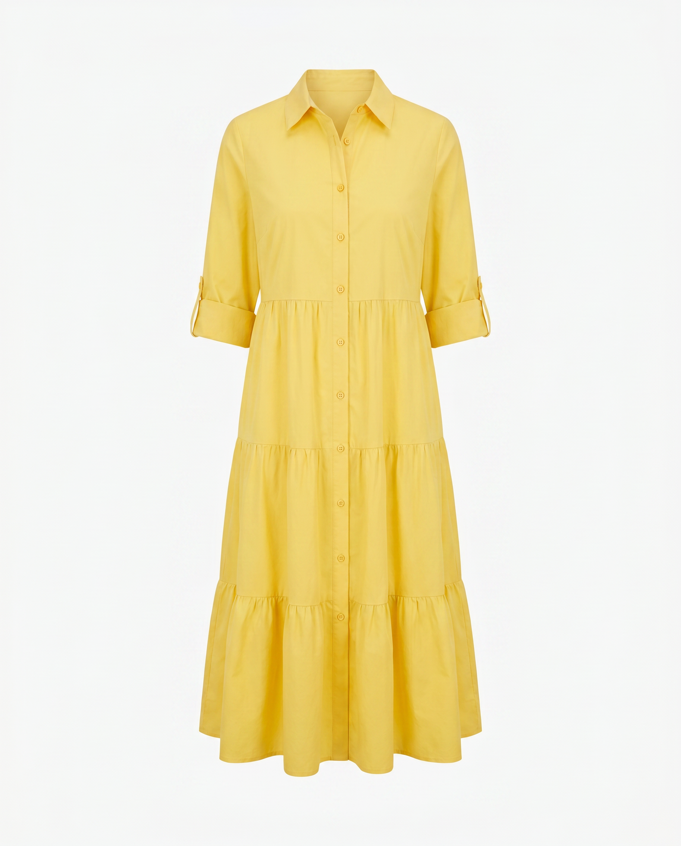 A-Line Flattering Summer Dress - Yellow mannequin product-only image