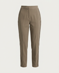 Abby | High Waist Side Stripe Tapered Leg Pants - Khaki