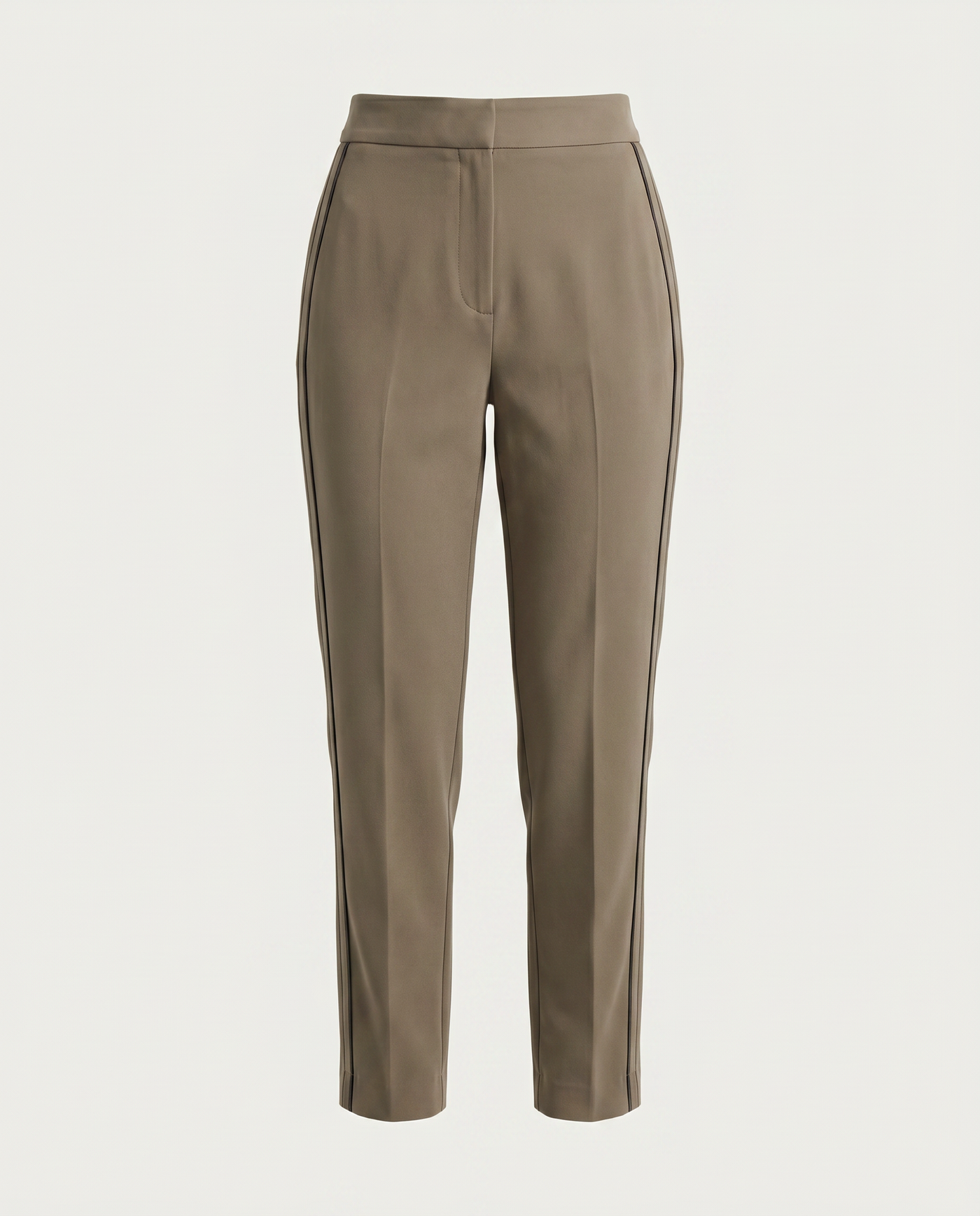 Abby | High Waist Side Stripe Tapered Leg Pants - Khaki