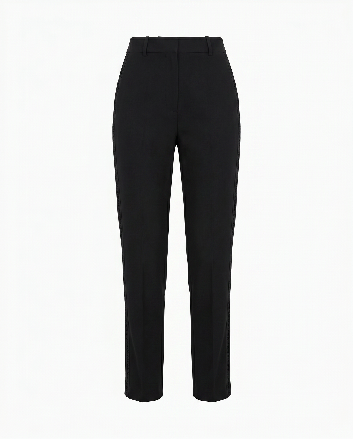 Abby | High Waist Side Stripe Tapered Leg Pants - Black