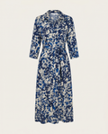 Abstract Print Midi Dress – Casual Dress | Seraphina - Navy Blue